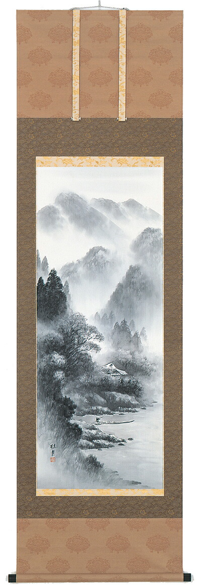 山水画 掛け軸 水墨山水 (後藤桂月) 掛軸