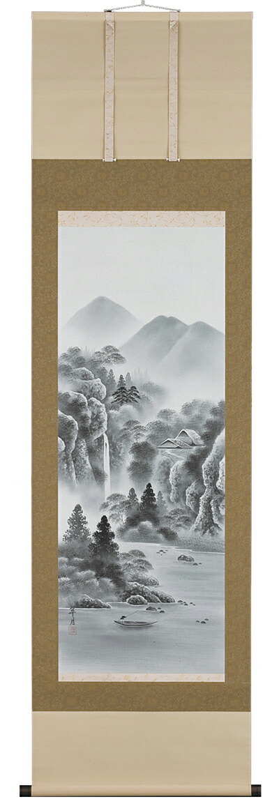 山水画 掛軸 水墨山水（小林翠月）
