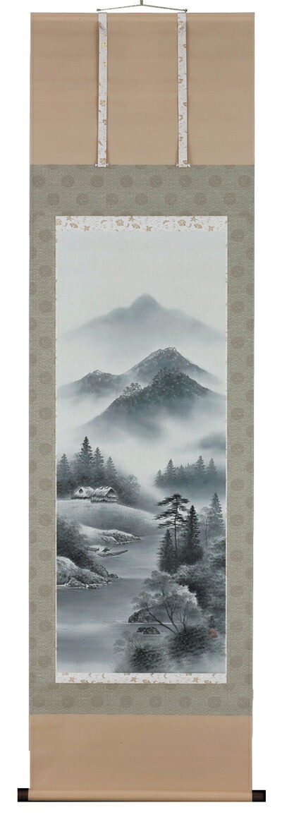 山水画 掛軸 水墨山水（野村英仙）