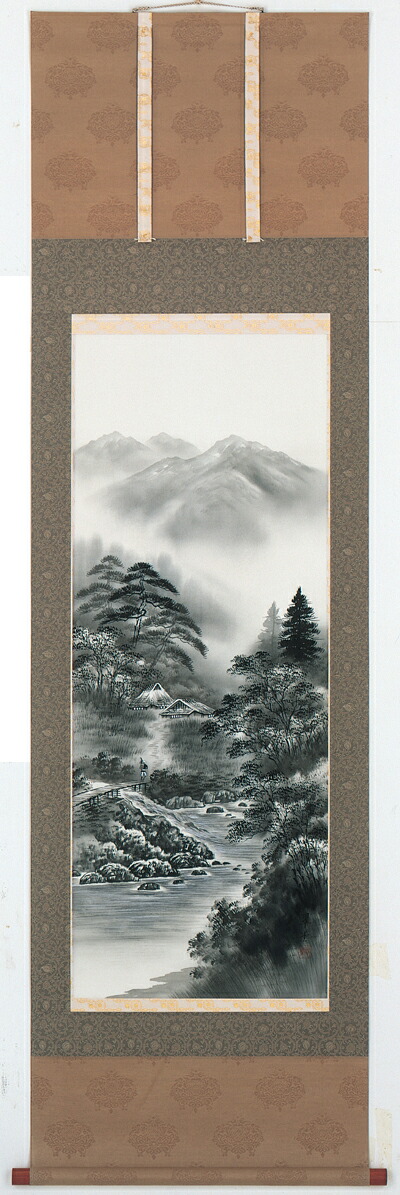 山水画 掛軸 水墨山水（田中翠堂）