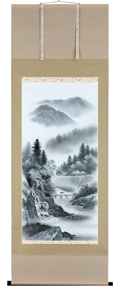 山水画 掛軸 水墨山水（平野秀峰）