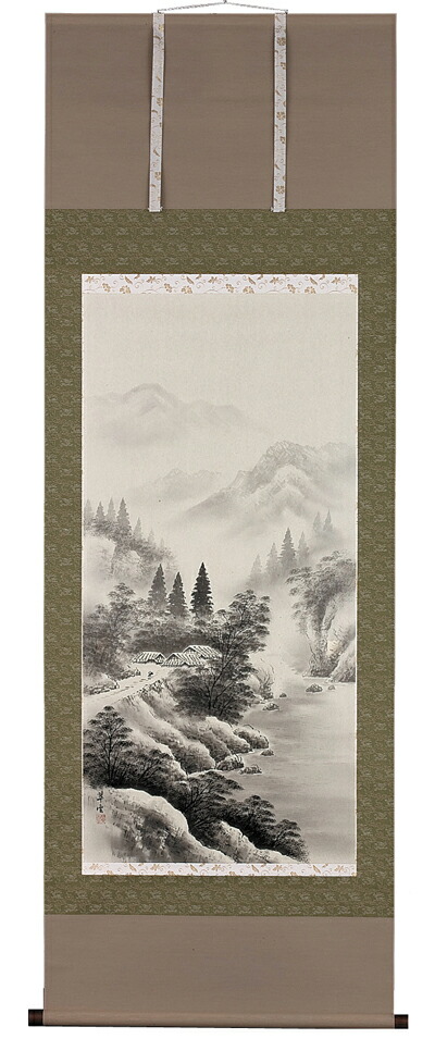 山水画 掛軸 水墨山水（山本翠雲）