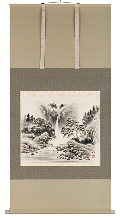 山水画 掛軸 水墨山水（奥田吟水）