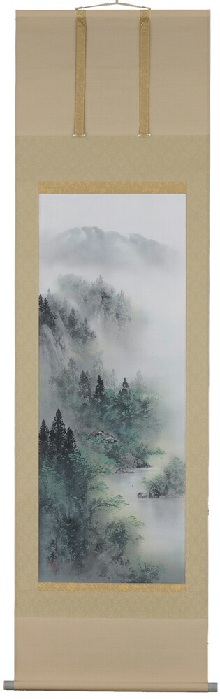 山水画 掛軸 青緑山水（中沢 樹芳）