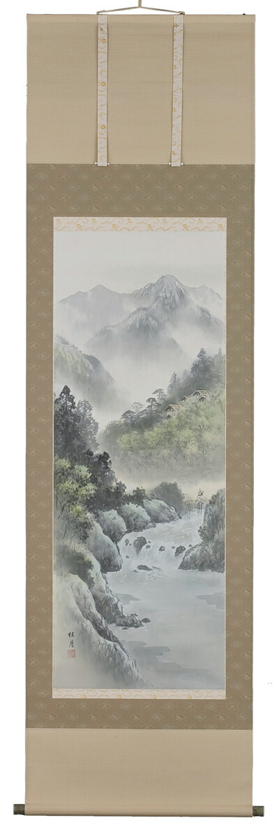 山水画 掛軸 彩色山水（後藤桂月）