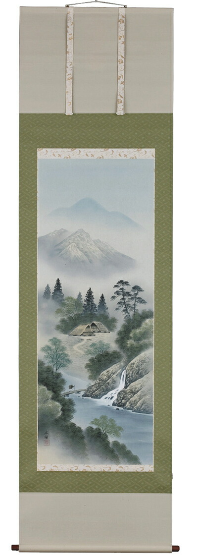 山水画 掛軸 彩色山水（川島広陽）
