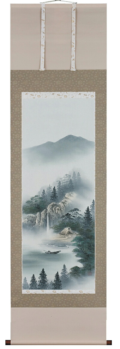山水画 掛軸 彩色山水（小栗春峰）