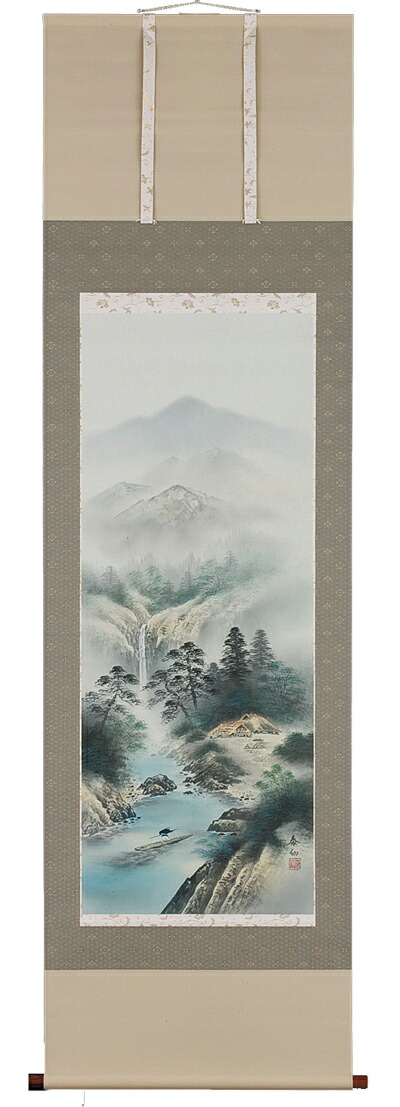 山水画 掛軸 彩色山水（伊藤泰仙）