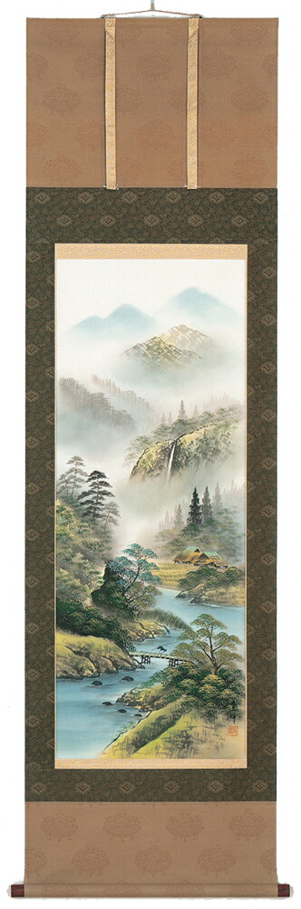山水画 掛軸 彩色山水（林青峰）