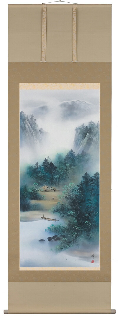山水画 掛軸 青緑山水（中沢勝）