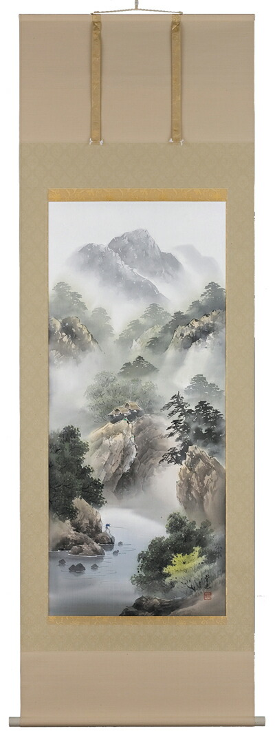 山水画 掛軸 彩色山水（西脇 紫光）