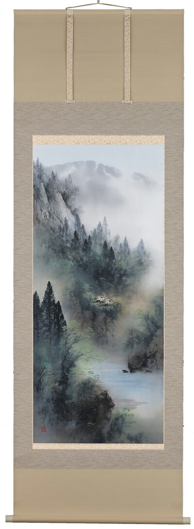 山水画 掛軸 青緑山水（中沢 樹芳）