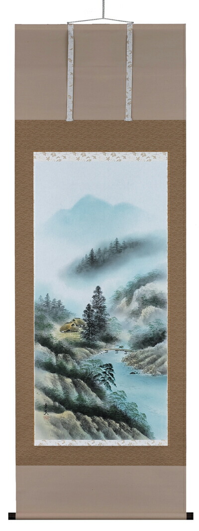 山水画 掛軸 彩色山水（山下幸夫）