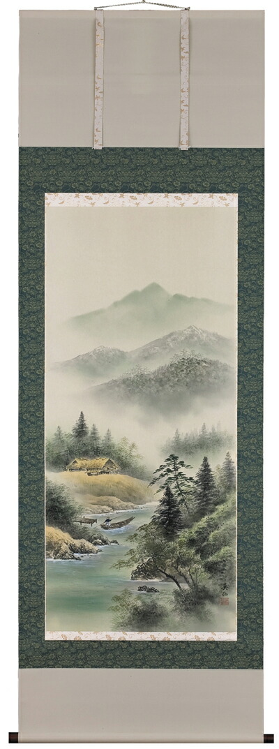山水画 掛軸 彩色山水（野村英仙）