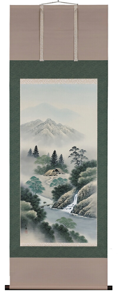 山水画 掛軸 彩色山水（川島広陽）
