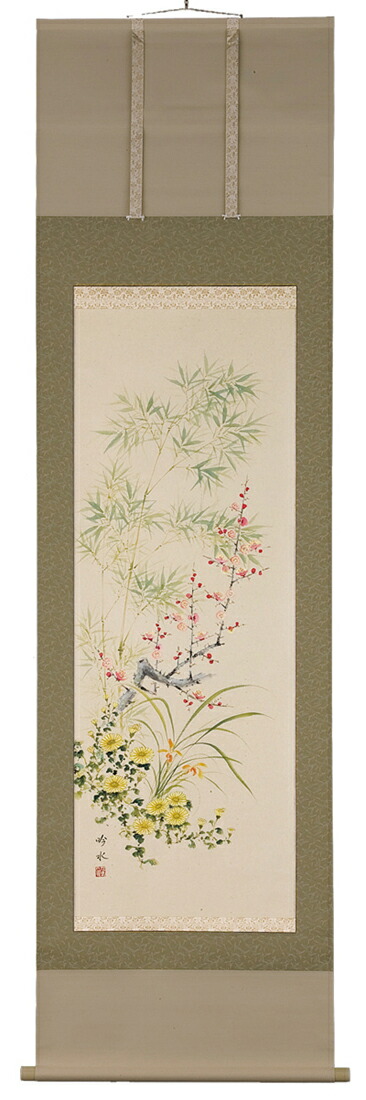 花鳥画 掛軸 四君子（奥田吟水） 商品画像