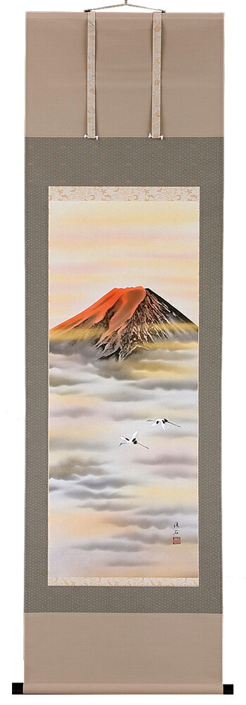 富士山 掛軸 赤富士（大沢渓石）