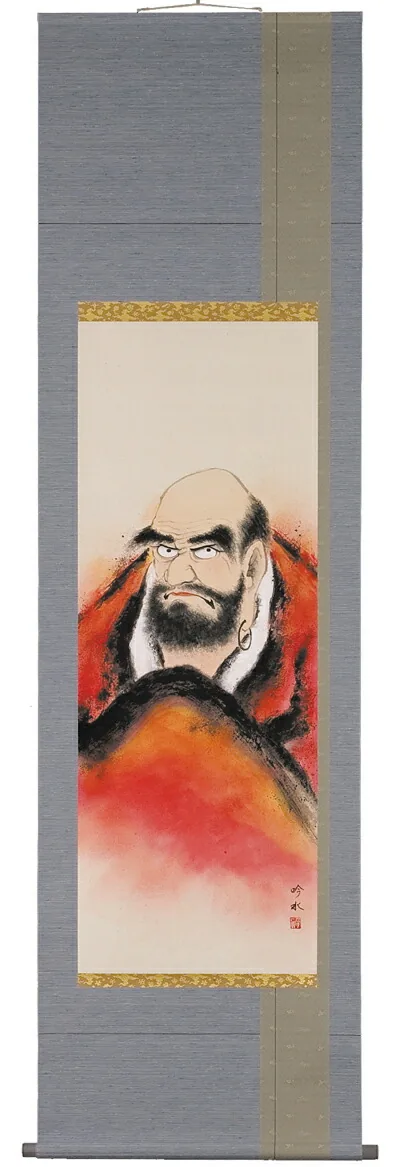 達磨・蓬莱山 掛軸 達磨（奥田吟水）