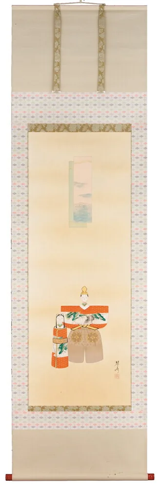 桃の節句・お雛様 掛軸 立雛（短冊）（中村琴水）