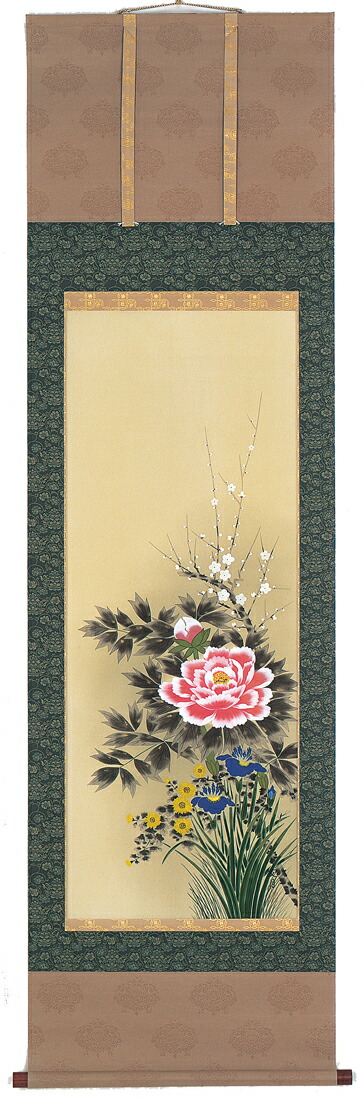 花鳥画 掛軸 四季草花（山下友月） 商品画像