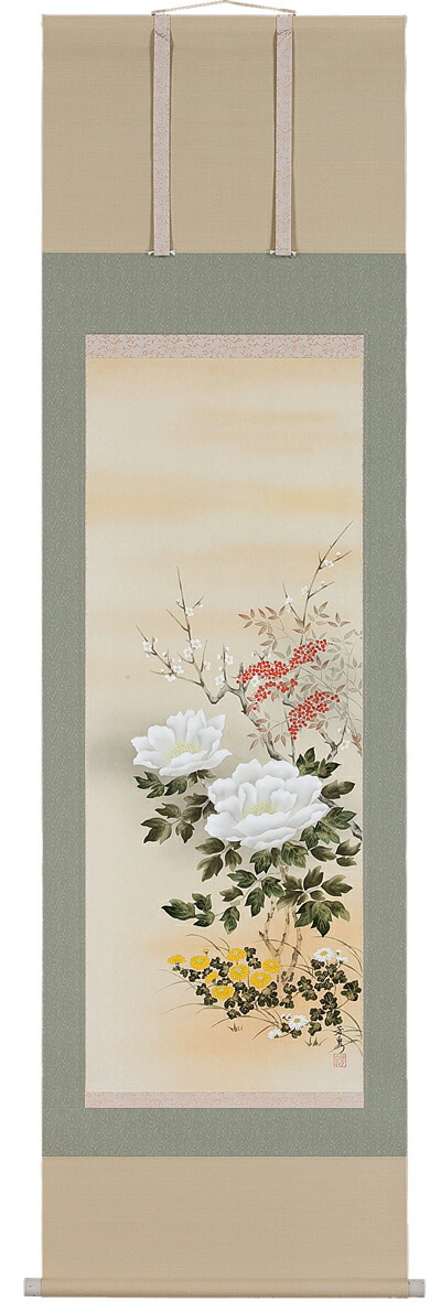 花鳥画 掛軸 四季草花（田上芳泉） 商品画像