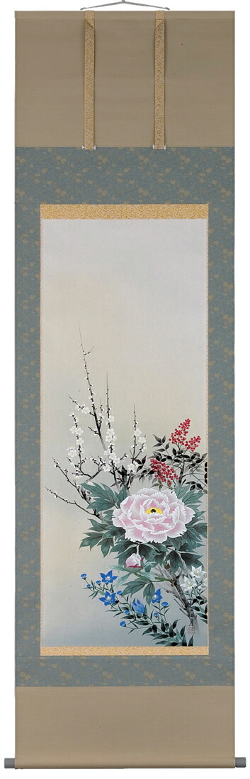 花鳥画 掛軸 四季草花（松沢功月） 商品画像