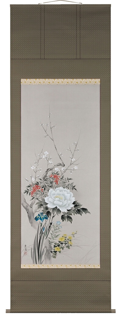 花鳥画 掛軸 四季草花（佐藤景月） 商品画像