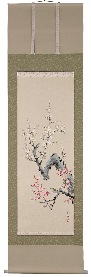花鳥画 掛軸 梅に鶯（奥田吟水） 商品画像