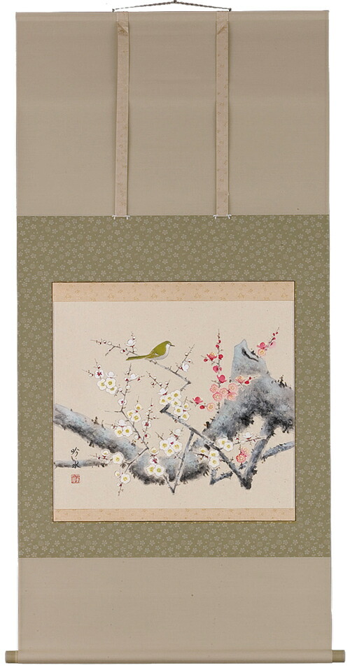 花鳥画 掛軸 梅に鶯（奥田吟水） 商品画像