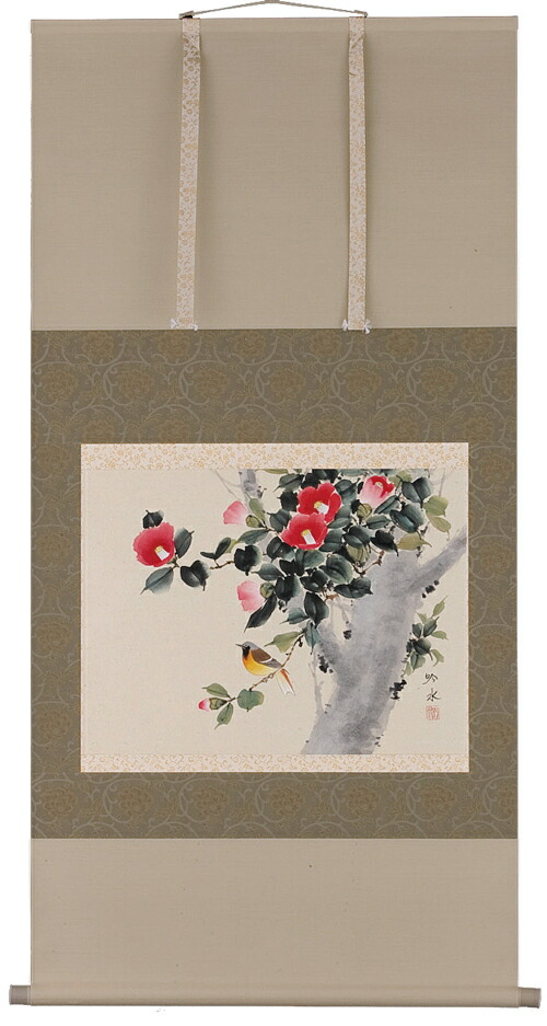花鳥画 掛軸 椿（奥田吟水） 商品画像