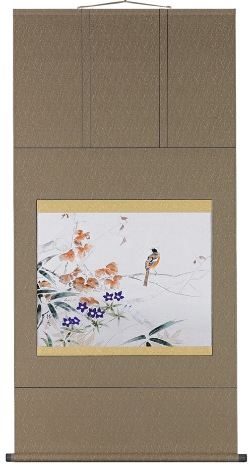 花鳥画 掛軸 りんどうに小鳥（塚下静庵） 商品画像