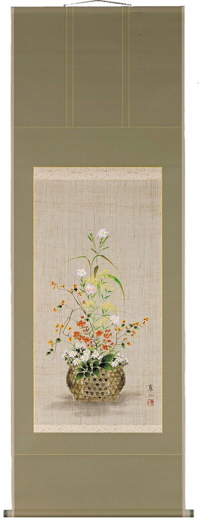 花鳥画 掛軸 花籠（藤沢真二） 商品画像