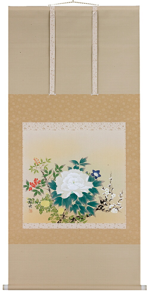 花鳥画 掛軸 四季草花（小森松映） 商品画像