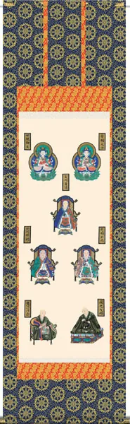 仏用その他 掛軸【仏書画】親鸞七高僧（山村 観峰）