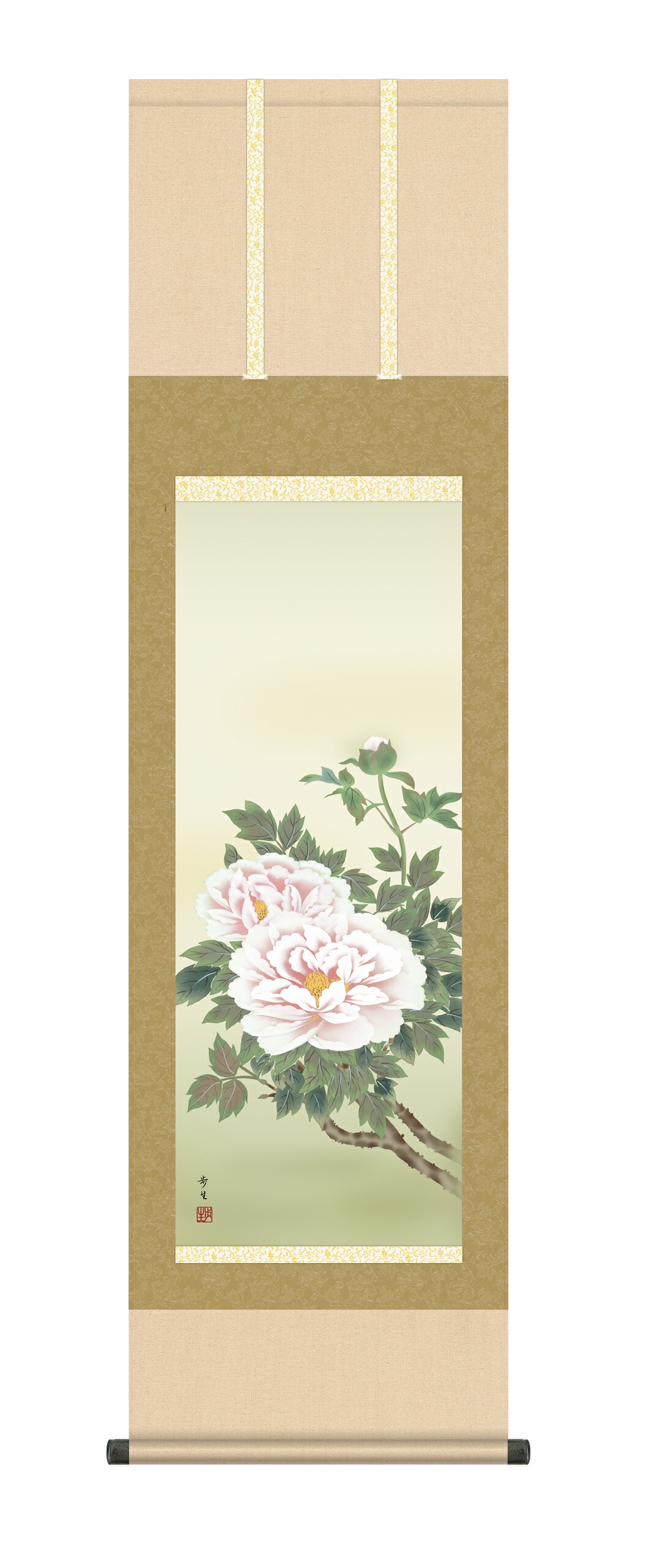 花鳥画 掛軸／かけじく【花鳥画】 年中掛け富貴花（北山 歩生）【尺三】送料無料 代引き手数料無料 商品画像
