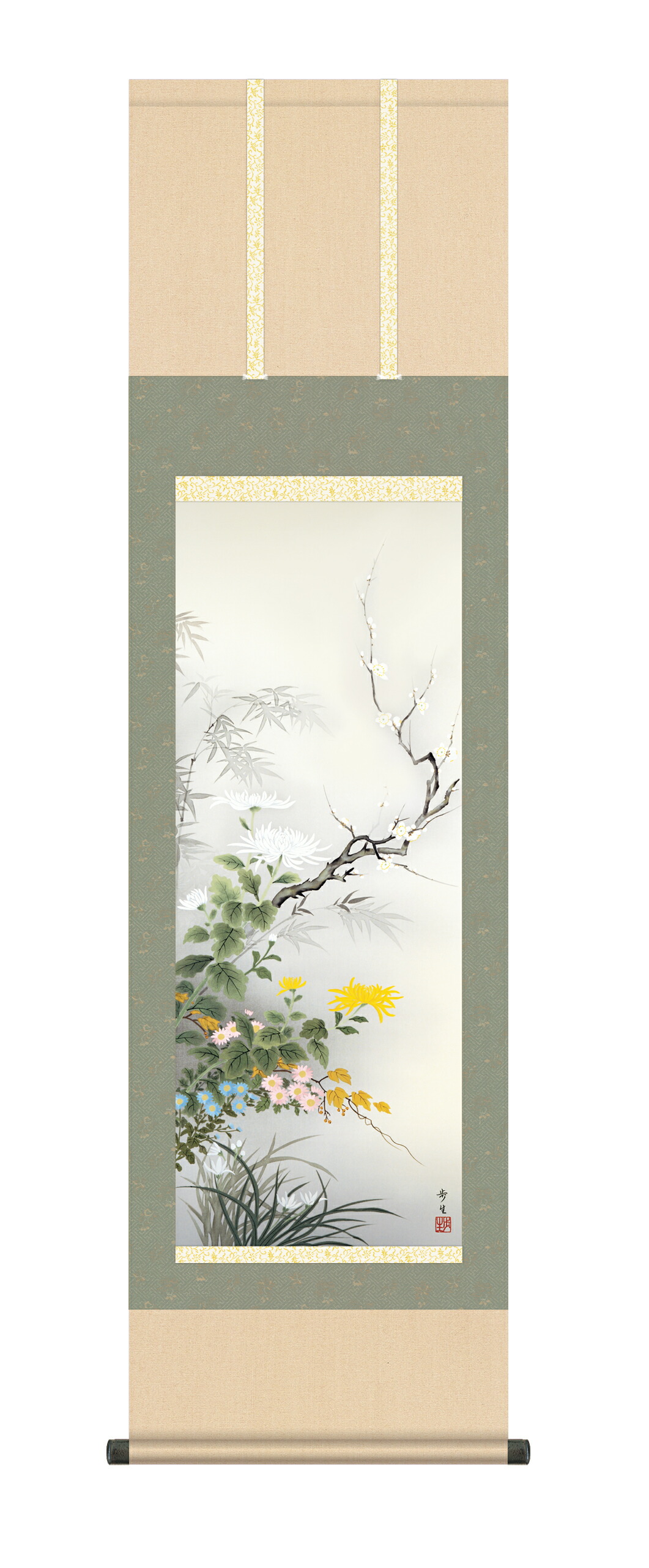 花鳥画 掛軸【花鳥/尺三】四君子 北山 歩生(三美会) 商品画像
