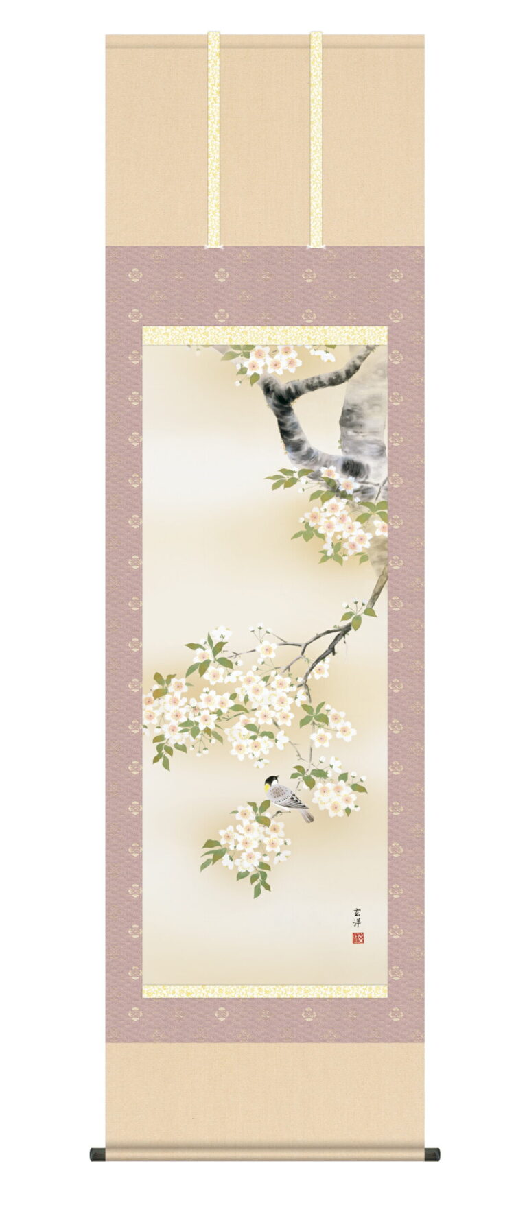 花鳥画 掛軸【春】桜花に小鳥（近藤 玄洋）