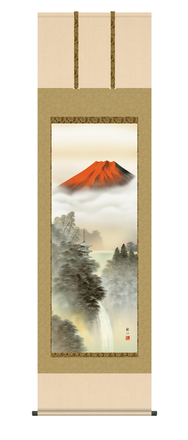 山水画 掛軸／かけじく【山水画】富峰渓谷（狭山 観水）