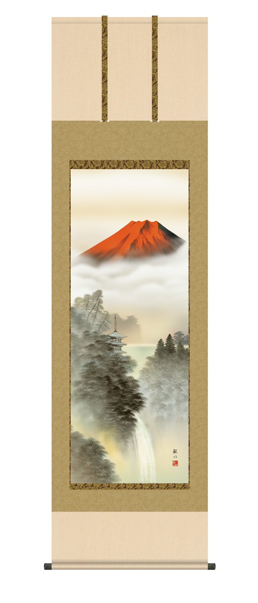 山水画 掛軸／かけじく【山水画】富峰渓谷（狭山 観水） 商品画像