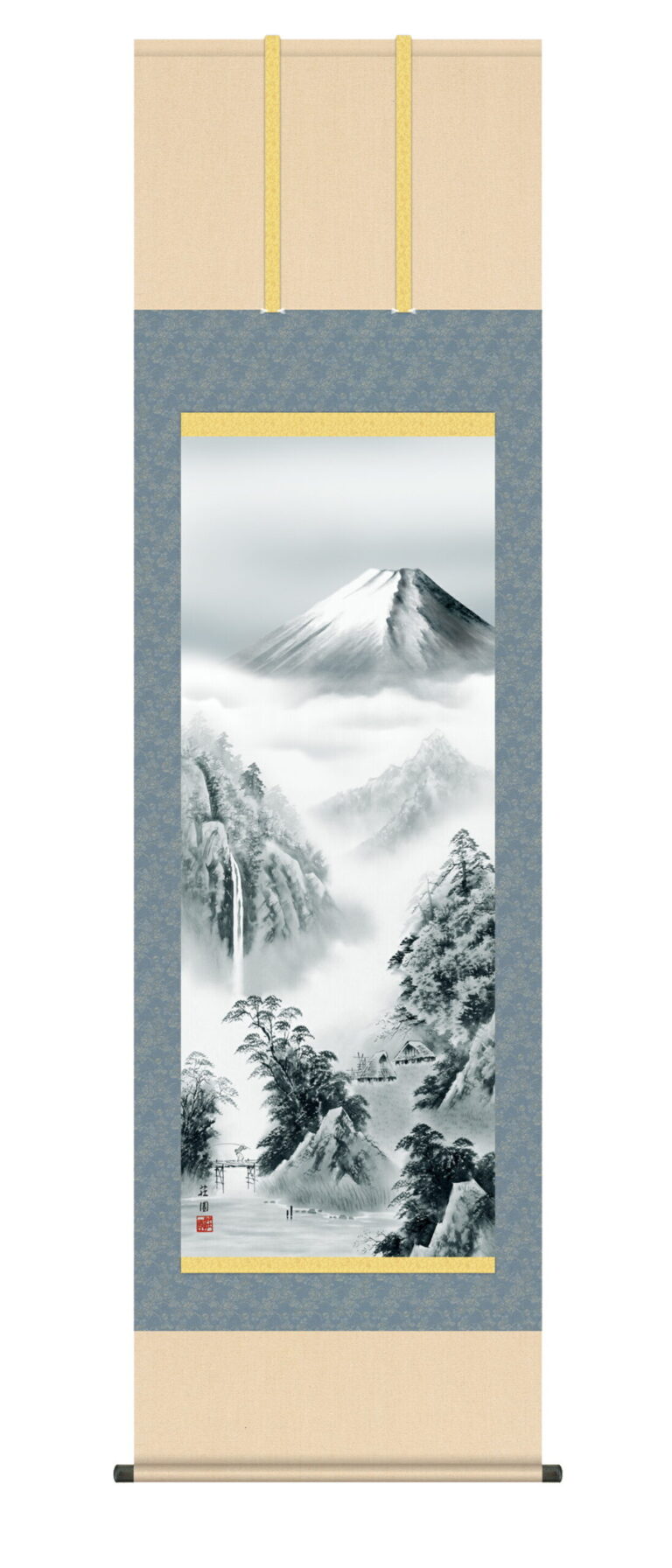 山水画 掛軸【山水】 富士憧憬（有馬 荘園） 富士山 年中掛け 山水画