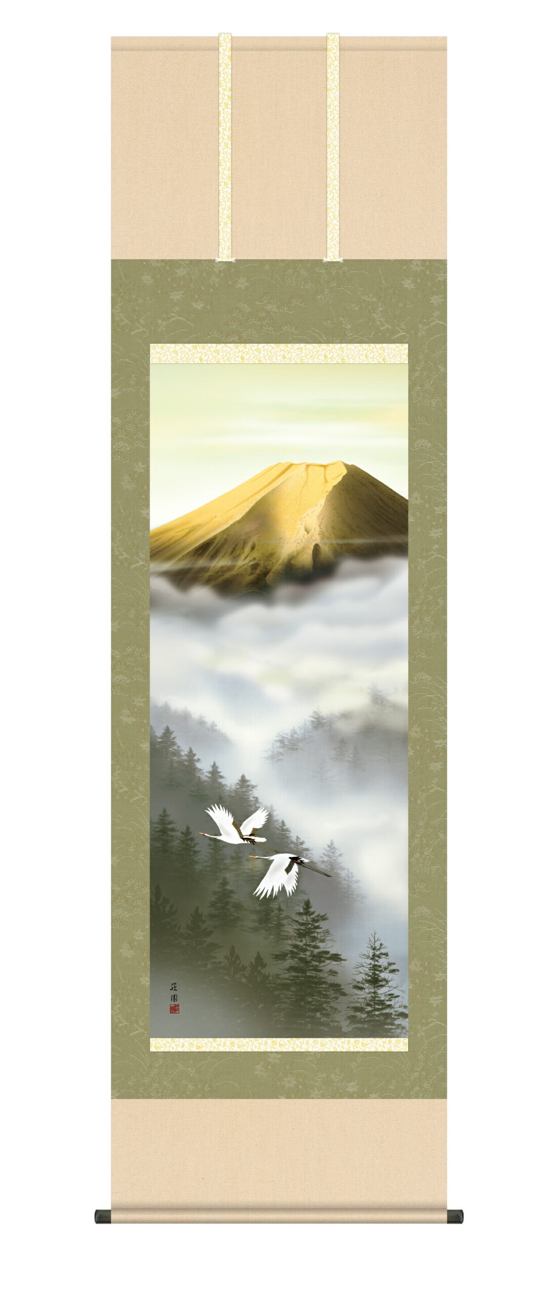 山水画 掛軸【山水】 金富士飛翔（有馬 荘園） 富士山 年中掛け 山水画 商品画像