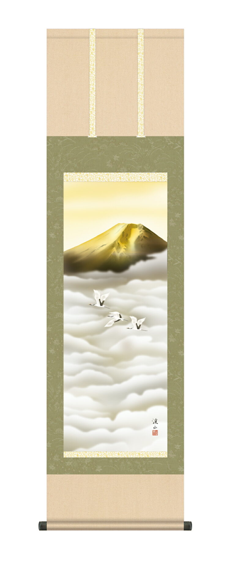 山水画 【掛け軸／掛軸／山水画】金富士飛翔（伊藤 渓山）