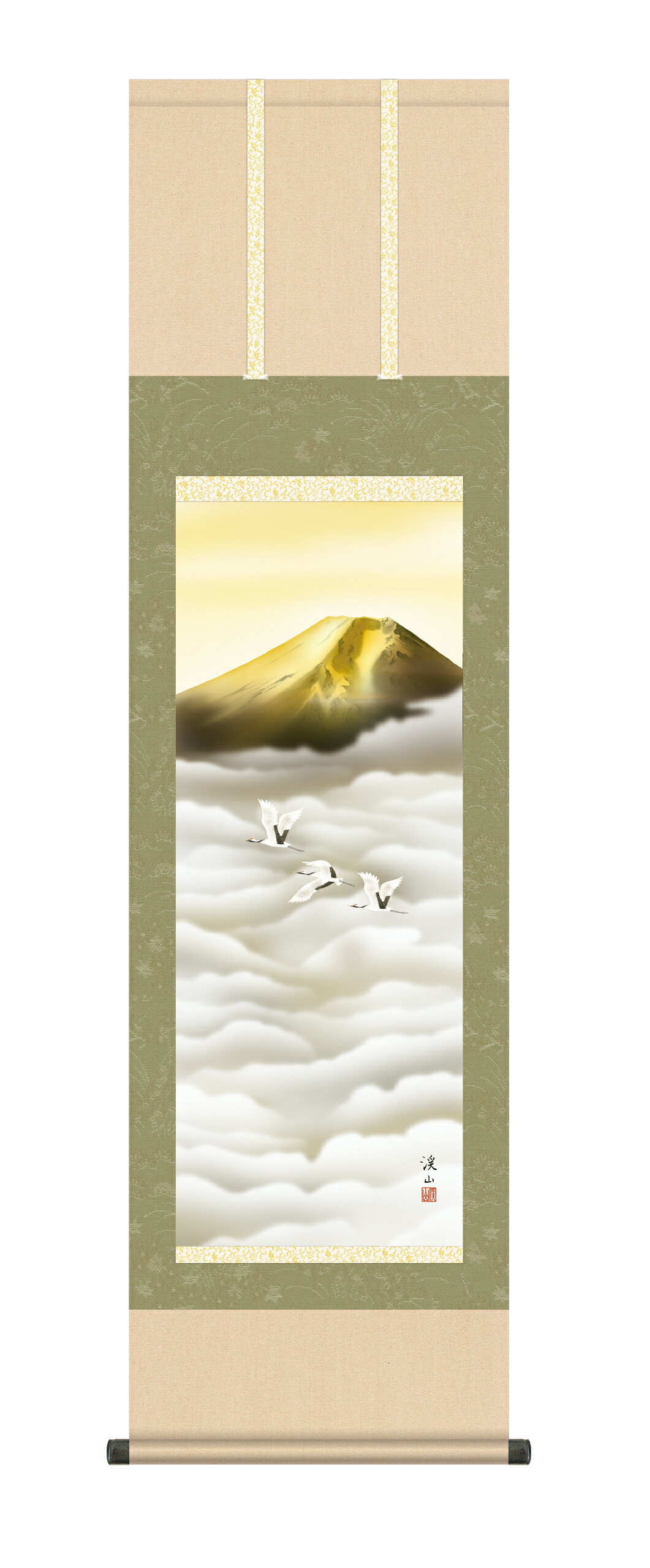 山水画 【掛け軸／掛軸／山水画】金富士飛翔（伊藤 渓山） 商品画像
