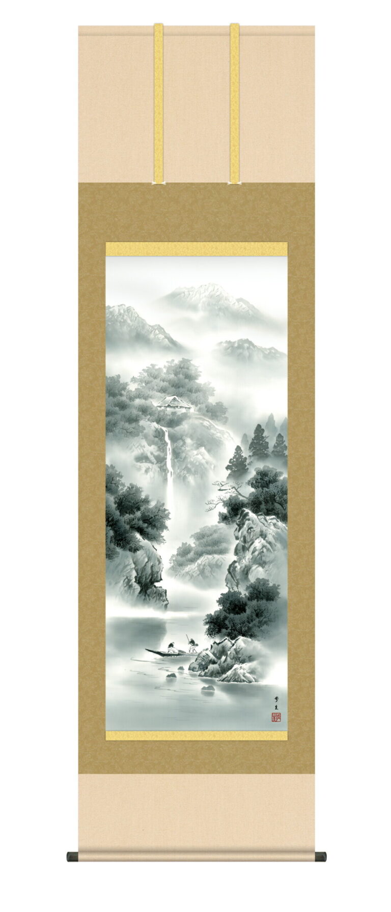 山水画 掛軸【山水】蒼山水明（北山 歩生） 年中掛け