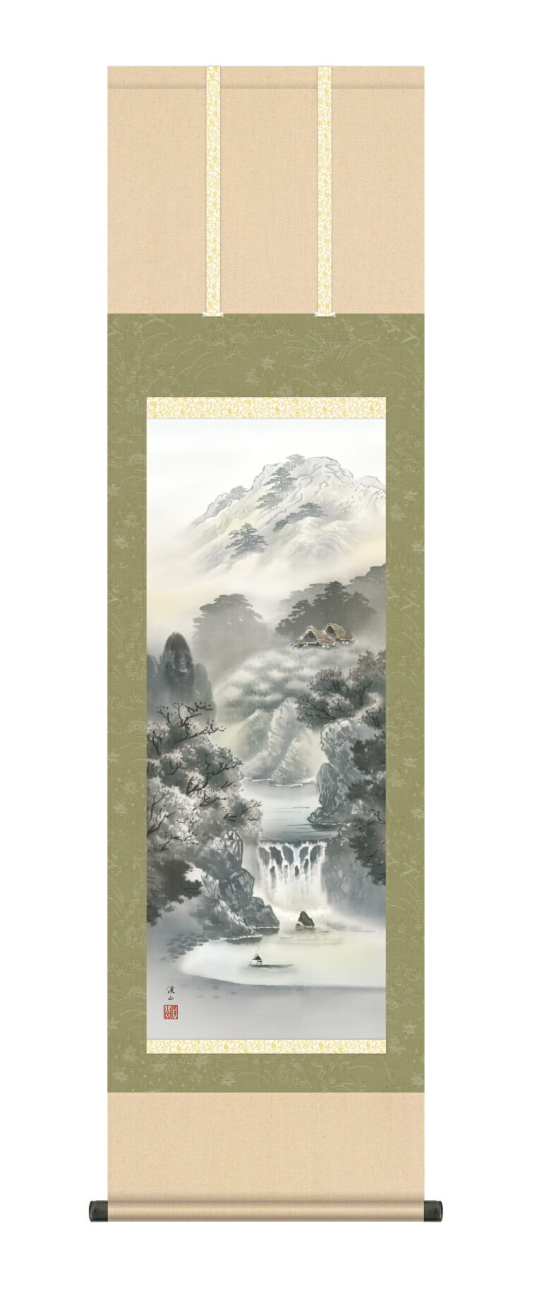山水画 【掛け軸／掛軸／山水画】幽山蒼流（伊藤 渓山）
