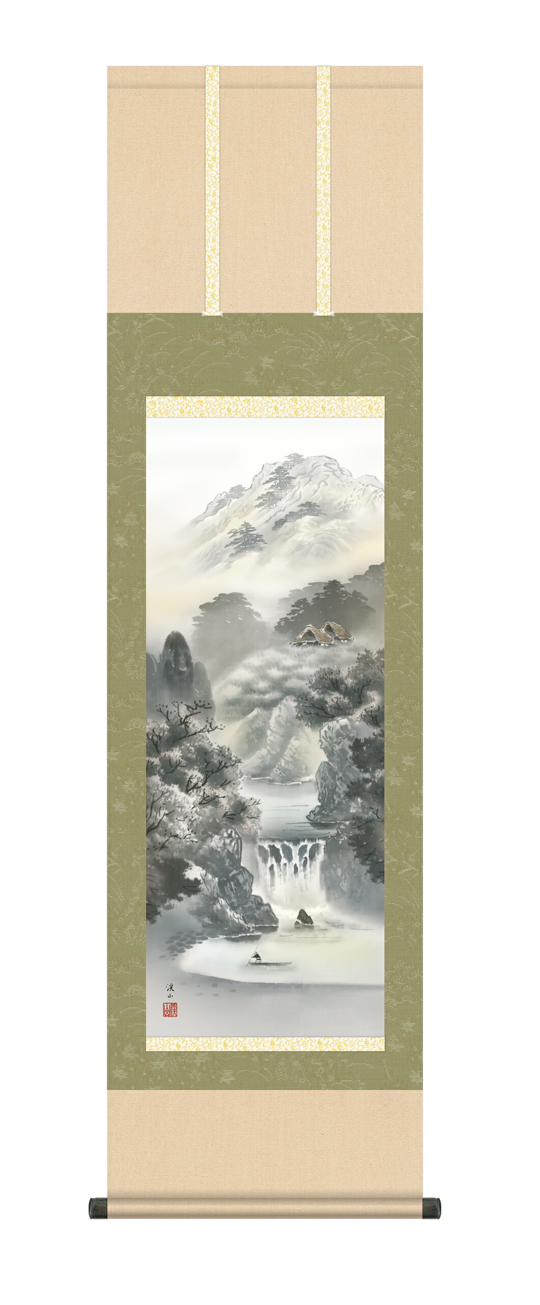 山水画 【掛け軸／掛軸／山水画】幽山蒼流（伊藤 渓山） 商品画像