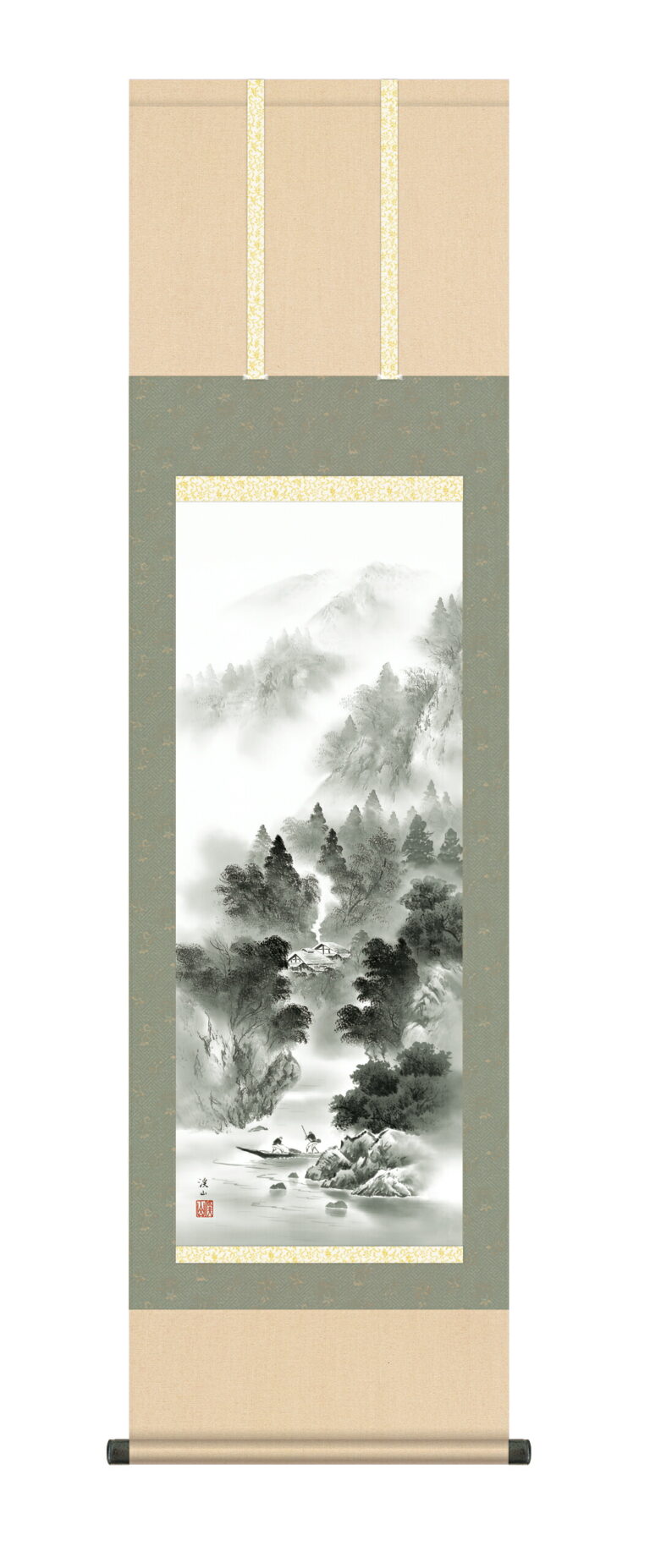 山水画 【掛け軸／掛軸／山水画】悠景山水（伊藤 渓山）