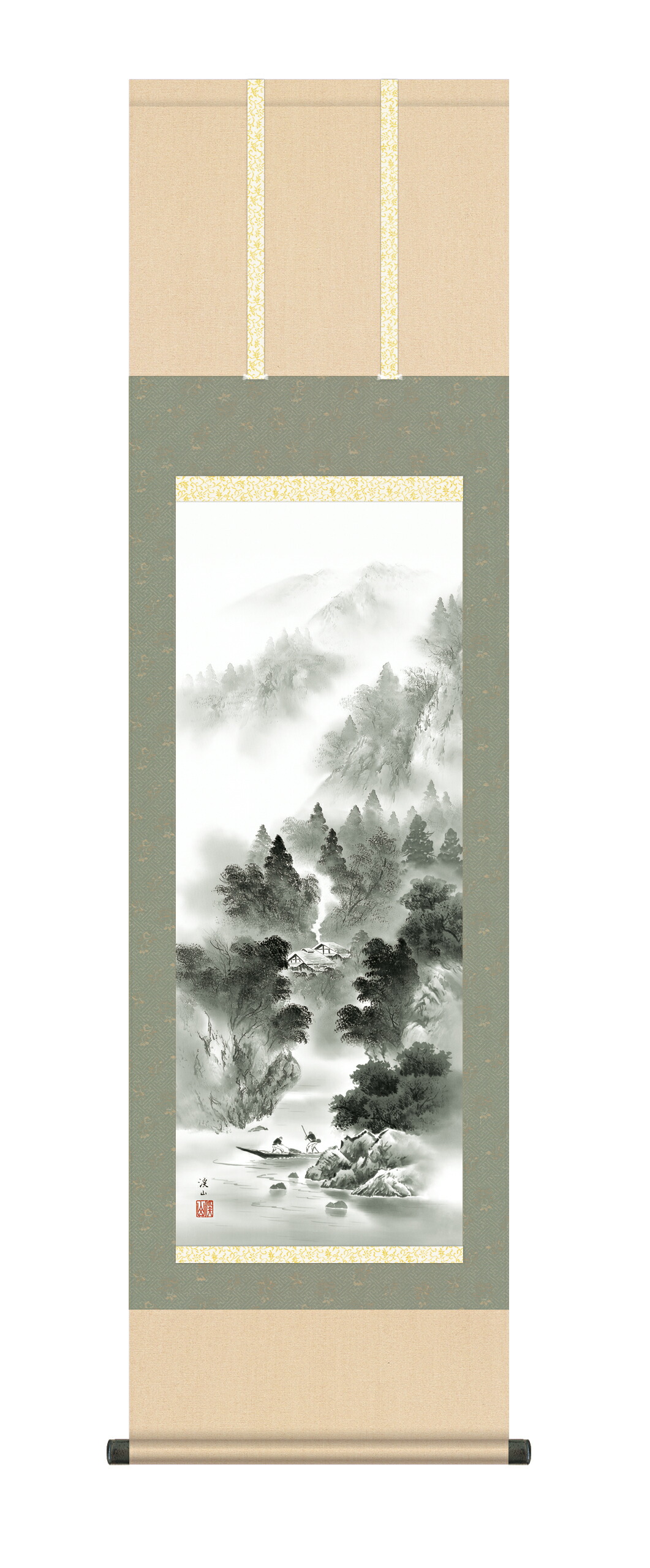 山水画 【掛け軸／掛軸／山水画】悠景山水（伊藤 渓山） 商品画像