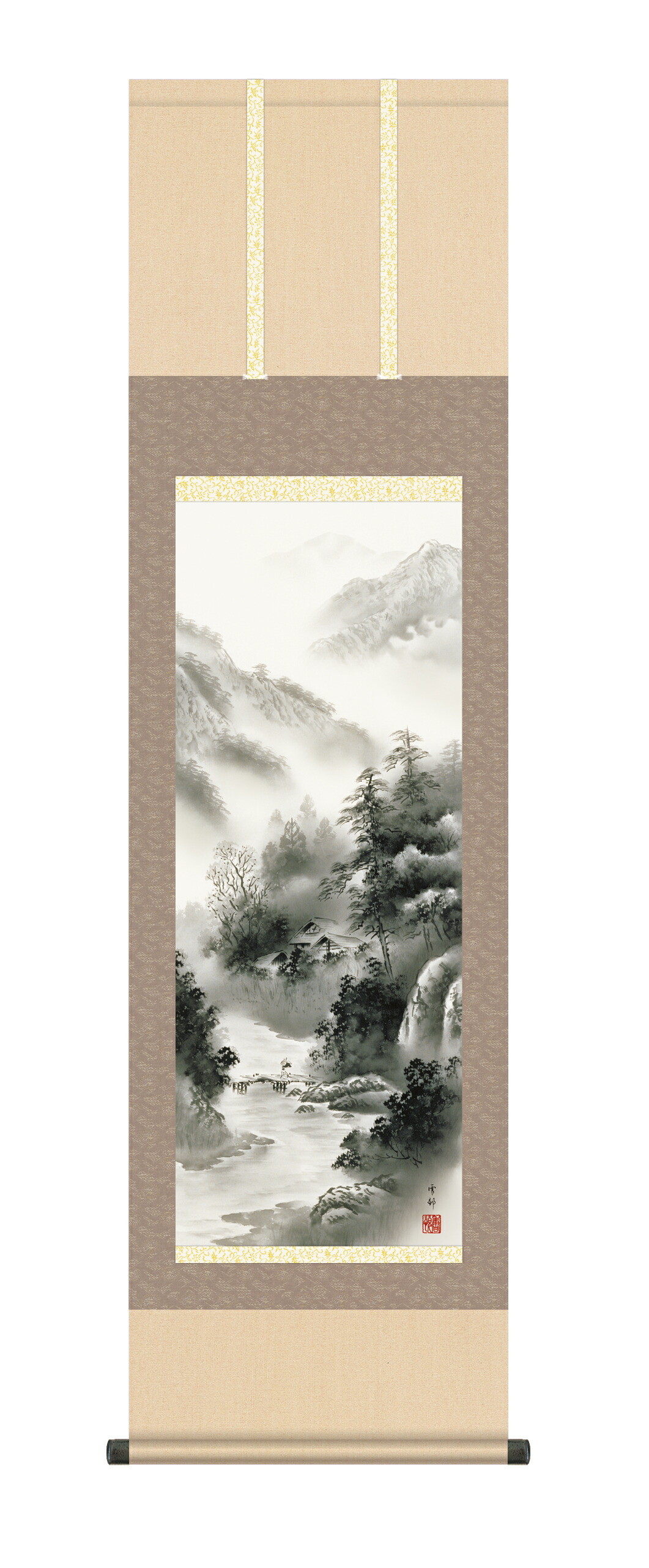 山水画 掛け軸 掛軸 【尺三幅】山河憧憬(中山雪邨) 商品画像