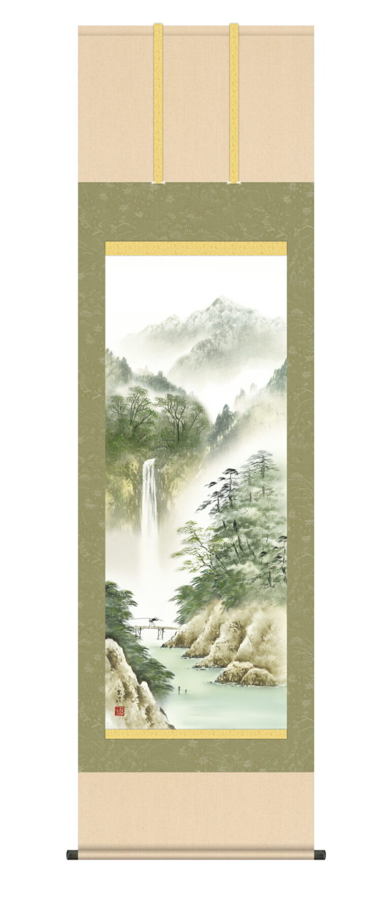 山水画 掛軸／かけじく【山水/尺五】薫風蒼水（清水 玄澄） 年中掛け